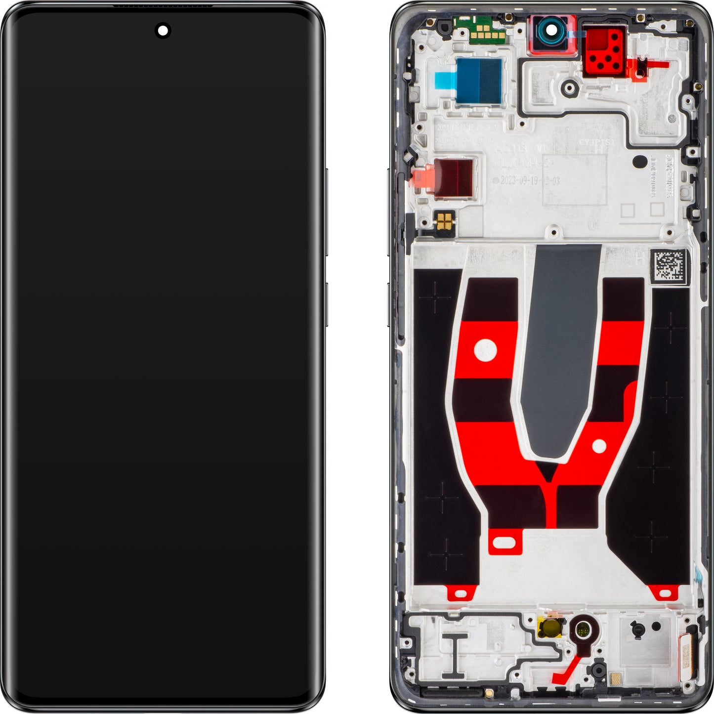 Oppo Reno10 berøringsskjerm med ramme, svart (sølvgrå), servicepakke 621029000060