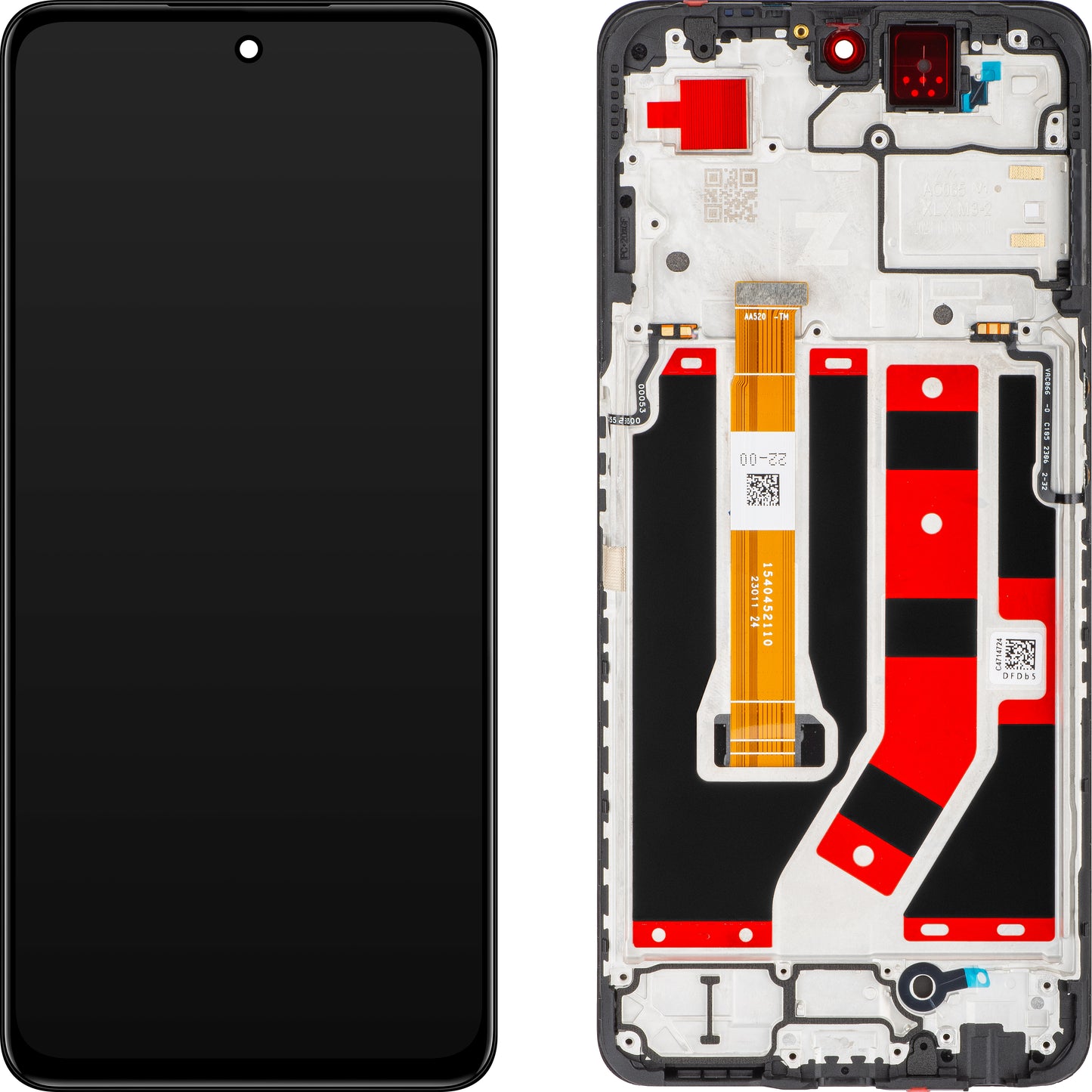 Touchscreen-display Oppo A98, med ramme, svart, Service Pack 621029000029