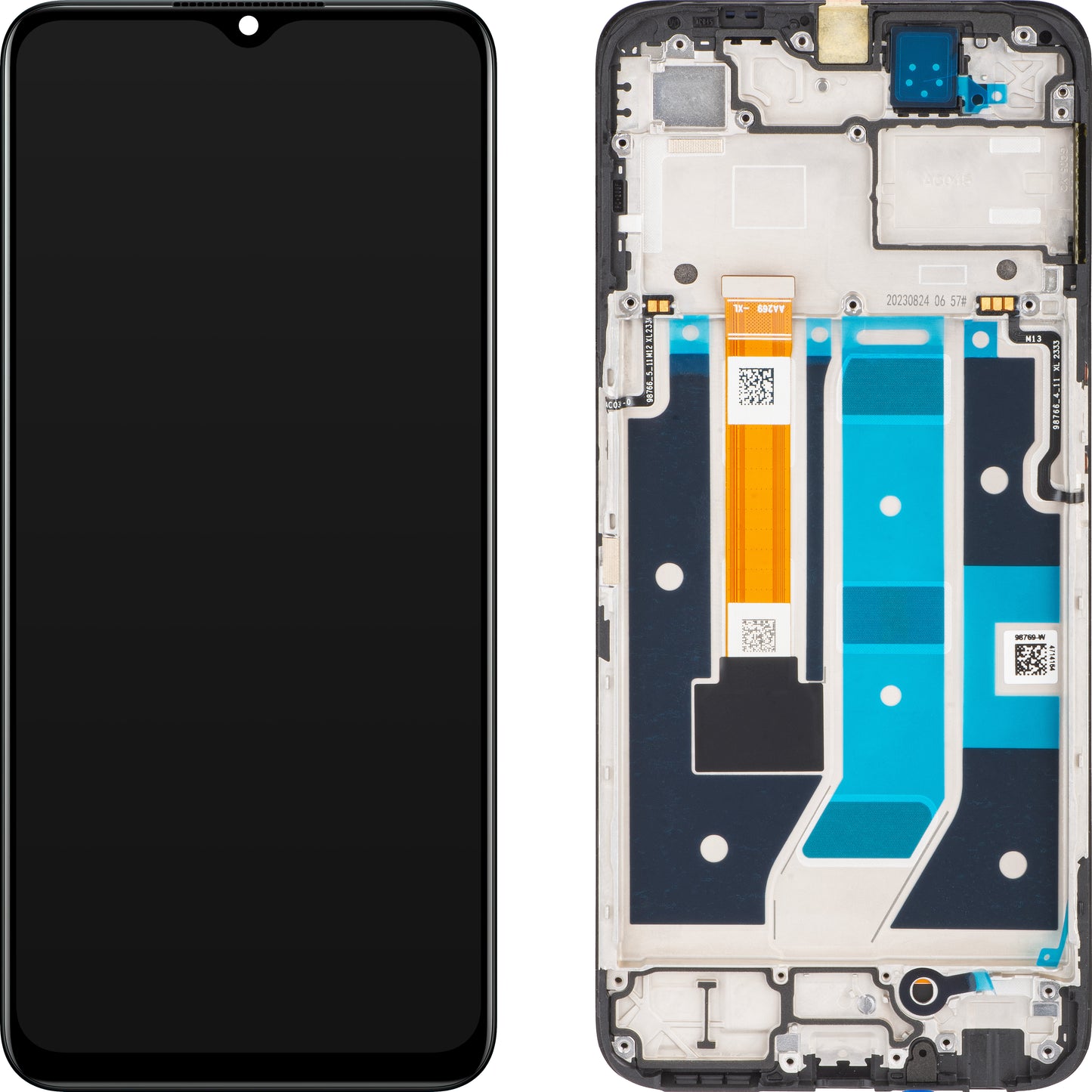 Berøringsskjerm Oppo A78 5G, med ramme, svart, Servicepakke 4130428