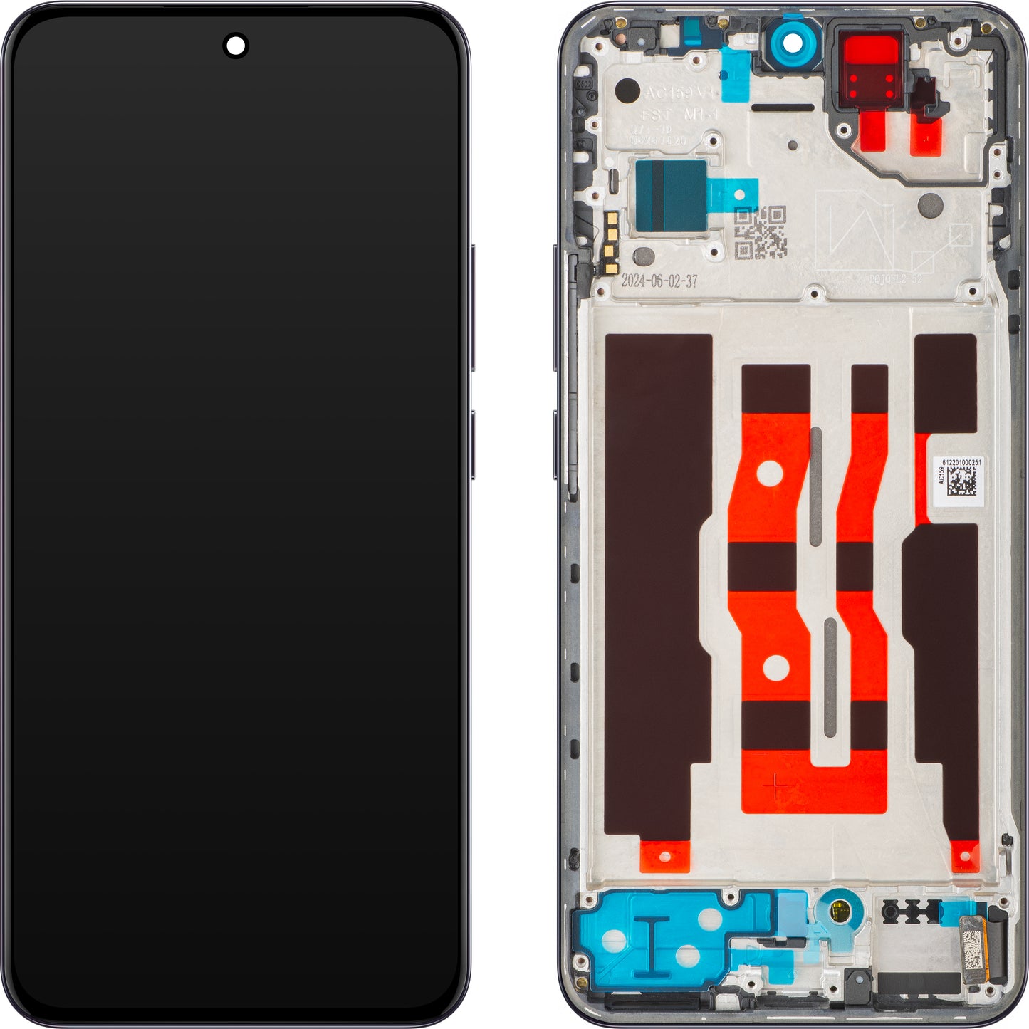 Touchscreen-display Oppo Reno12, med ramme, svart (Matte Brown), Service Pack 621029000231