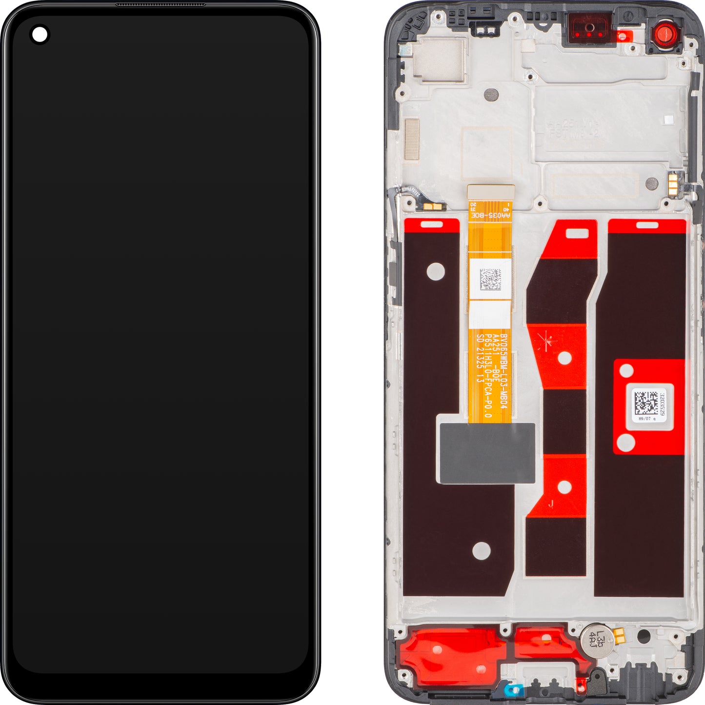 Display med Touchscreen Oppo A55, med Ramme, Svart (Starry Black), Service Pack 4908581