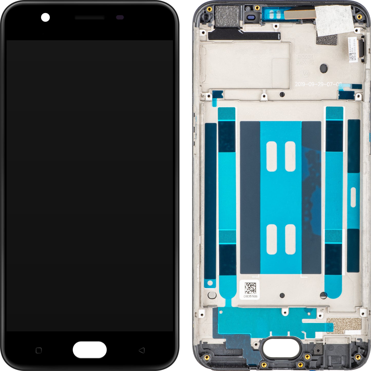 Display med Touchscreen Oppo A57 (2016), med Ramme, Svart, Service Pack 4900958