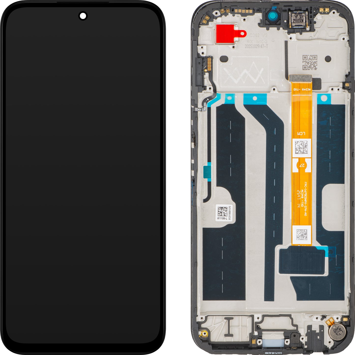 Display med Touchscreen Oppo A6k, med ramme, Svart, Service Pack 621029000842