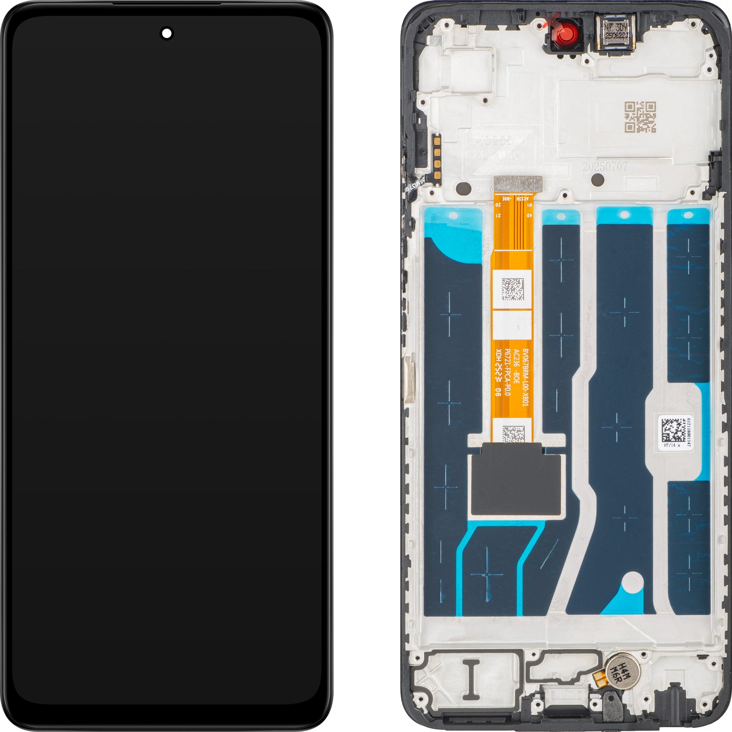 Display med Touchscreen Oppo A5 4G, med ramme, Svart, Service Pack 621029000585
