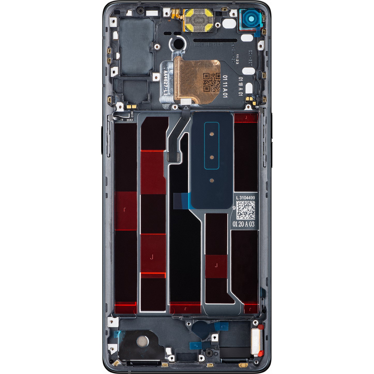 Display med berøringsskjerm Oppo Reno4 Pro 5G, med ramme, svart (Space Black), Service Pack 4904736