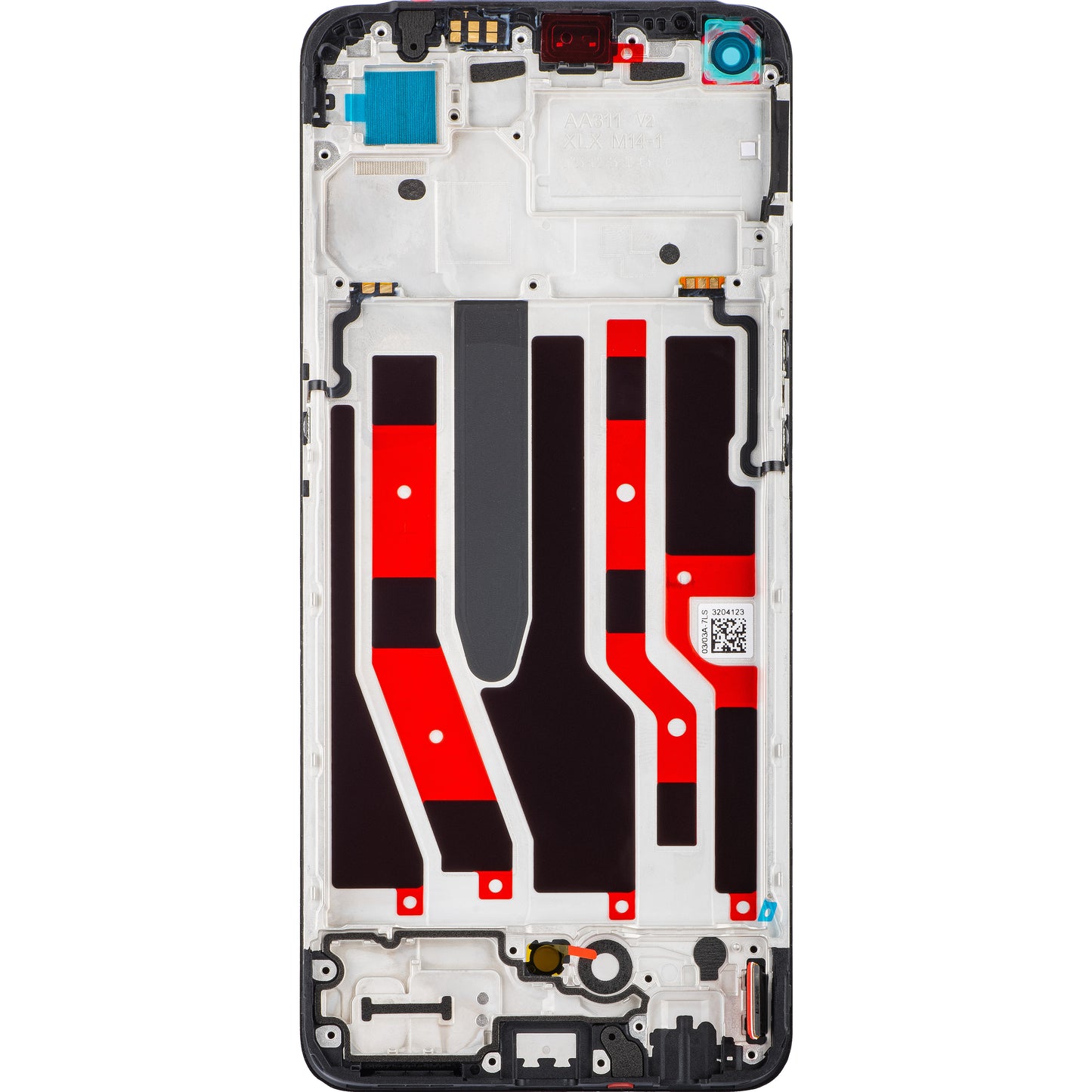 Berøringsskjerm Oppo Reno8 4G / Reno7 / F21 Pro, med ramme, svart, Service Pack 4130179