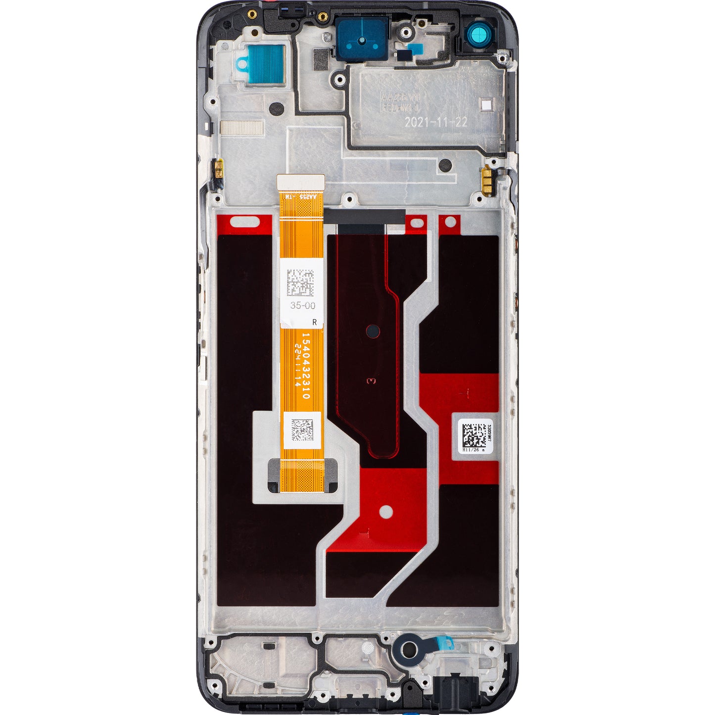 Touchscreen-display Oppo A96, med ramme, svart, Service Pack 4130058