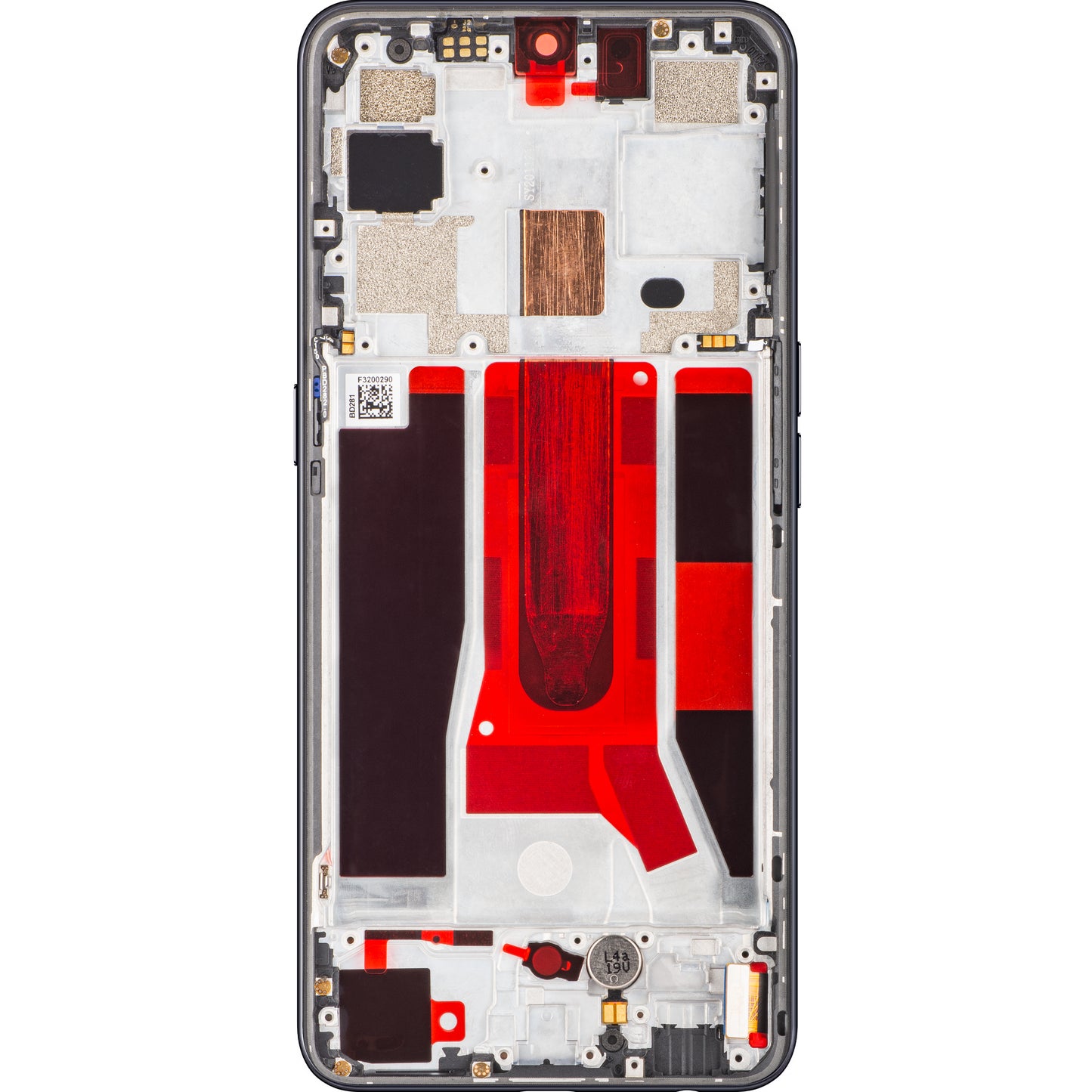 Berøringsskjerm Oppo Reno3 5G / Find X2 Lite, med ramme, Moonlight Black, Service Pack 4903624