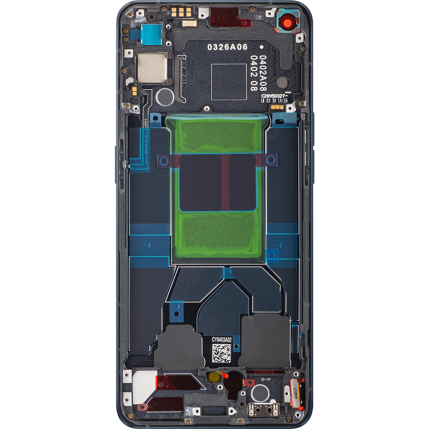 Oppo Reno6 5G berøringsskjerm med ramme, Stellar Black, Service Pack 4907749