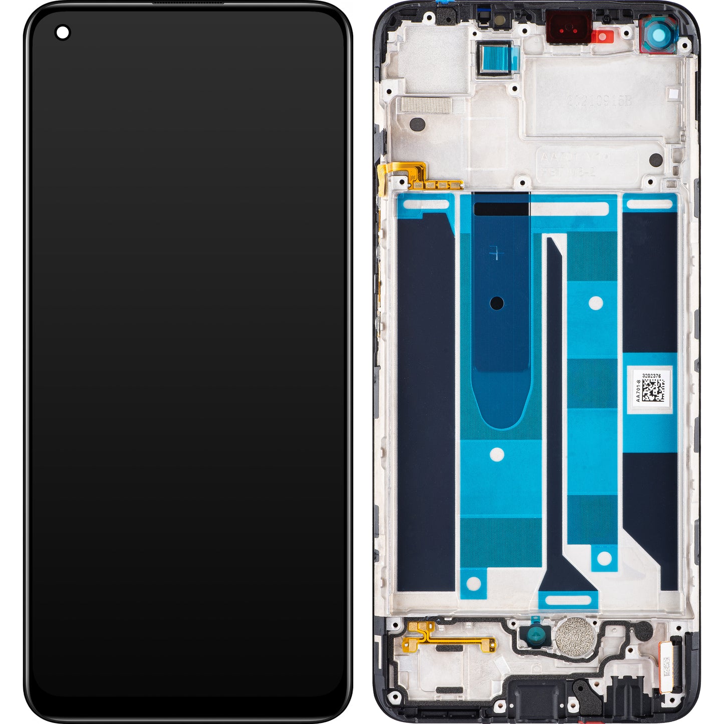 Berøringsskjerm Realme 8 Pro, med ramme, svart, Servicepakke 4130052