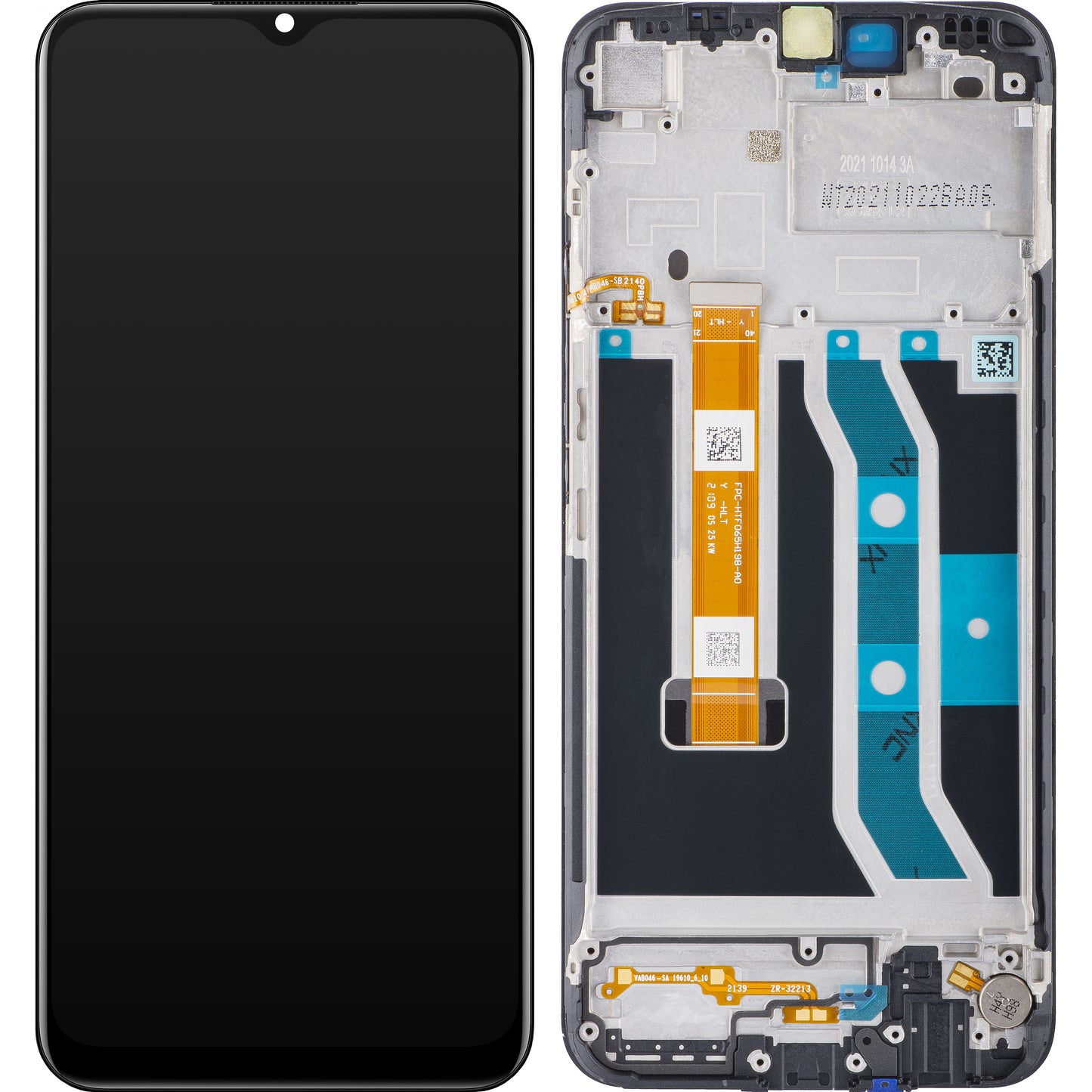 Display med berøringsskjerm Realme C25Y, med ramme, svart, Servicepakke 4908854