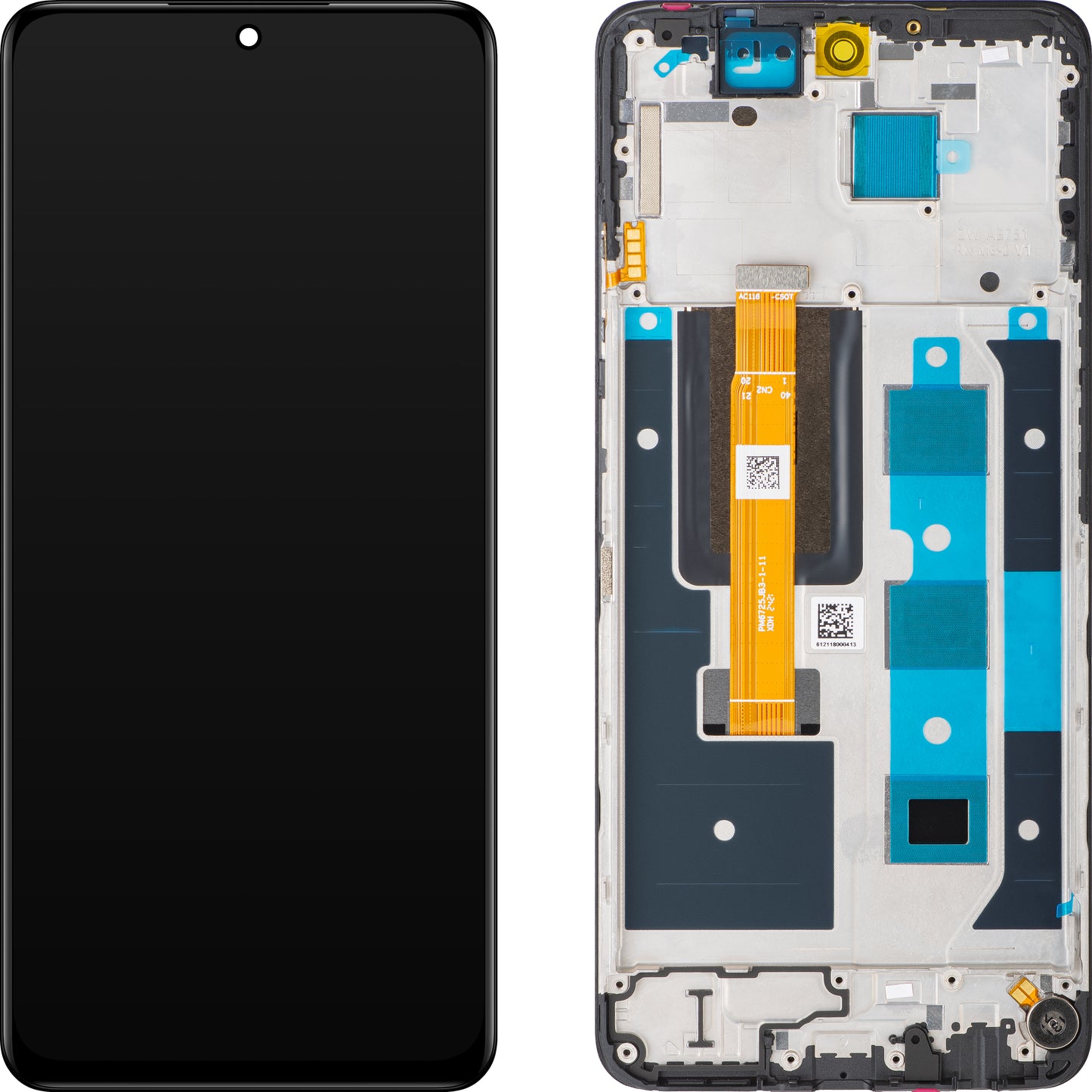 Display med Touchscreen Realme 12, med Ramme, Svart, Servicepakke