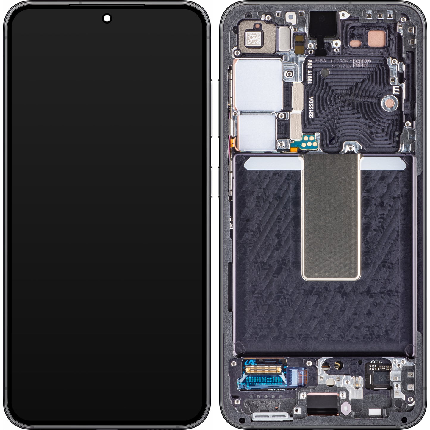 Berøringsskjerm Samsung Galaxy S23 S911, med ramme, svart (Phantom Black), Service Pack GH82-30480A
