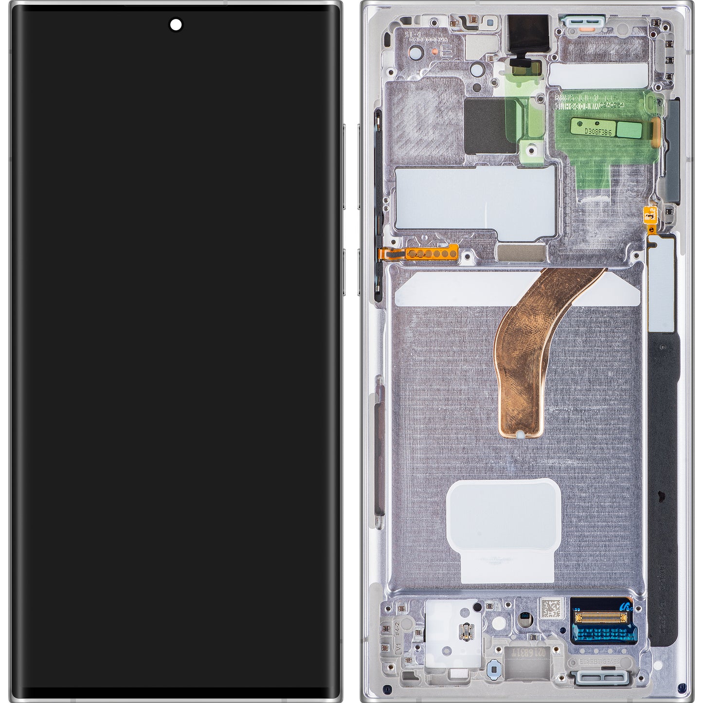 Samsung Galaxy S22 Ultra 5G berøringsskjerm S908, med ramme, hvit, servicepakke GH82-2747488C