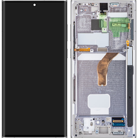 Samsung Galaxy S22 Ultra 5G berøringsskjerm S908, med ramme, hvit, servicepakke GH82-2747488C