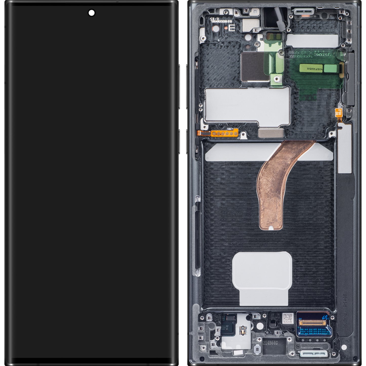 Samsung Galaxy S22 Ultra 5G berøringsskjerm S908, med ramme, svart, servicepakke GH82-27488A