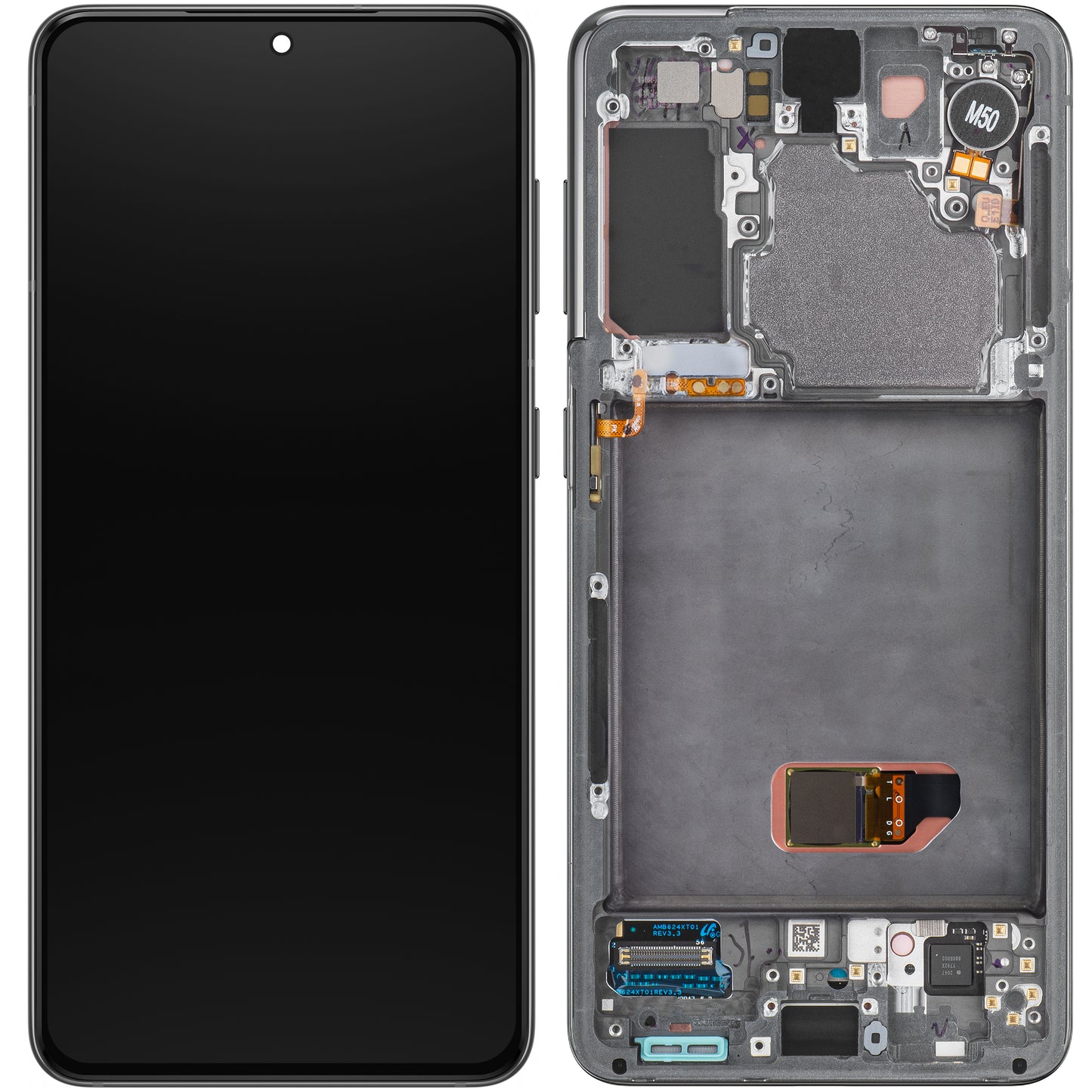 Berøringsskjerm Samsung Galaxy S21 5G G991, med ramme, grå, servicepakke GH82-27256A