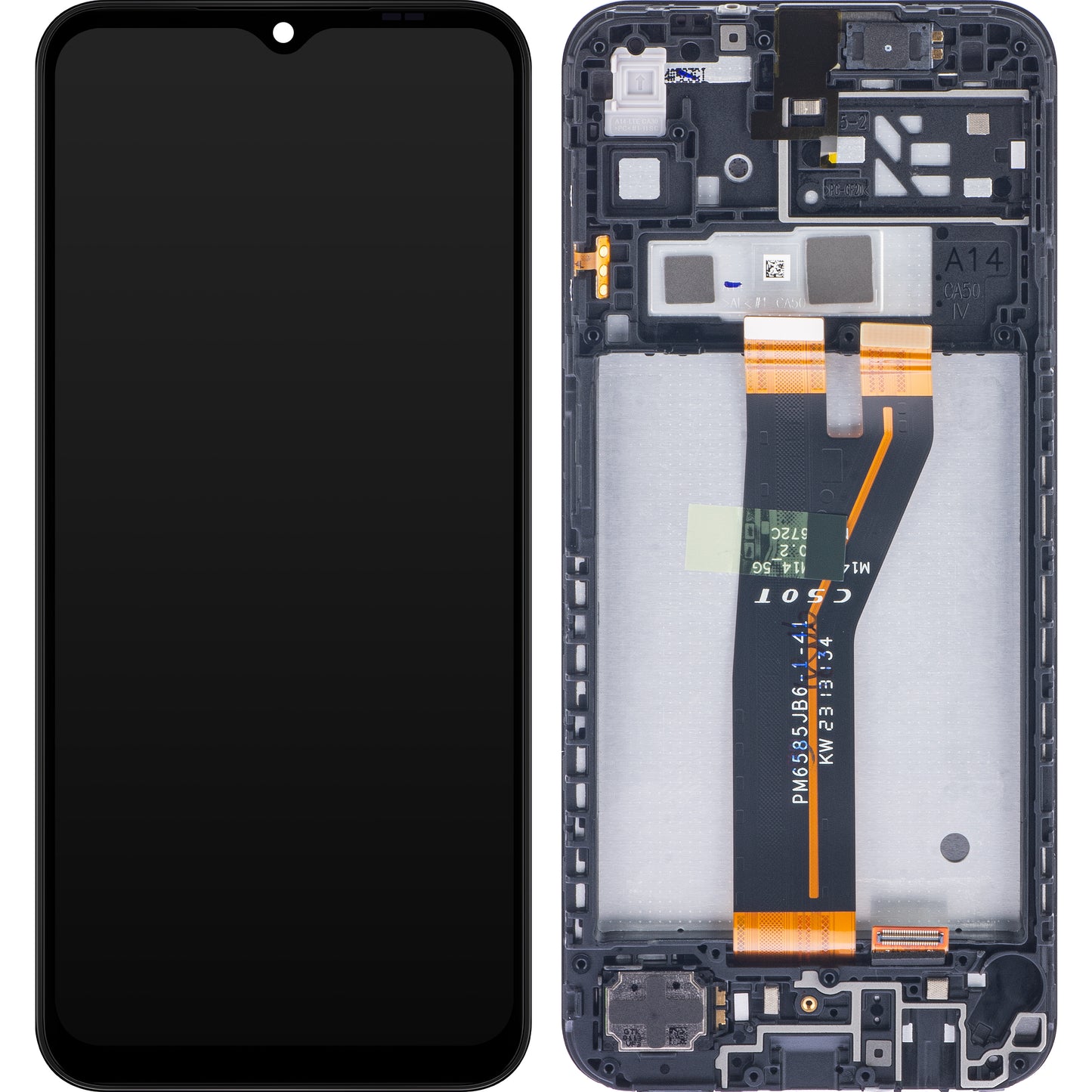 Berøringsskjerm Samsung Galaxy A14 A145, med ramme, ikke-europeisk versjon, svart, servicepakke GH82-3111185A