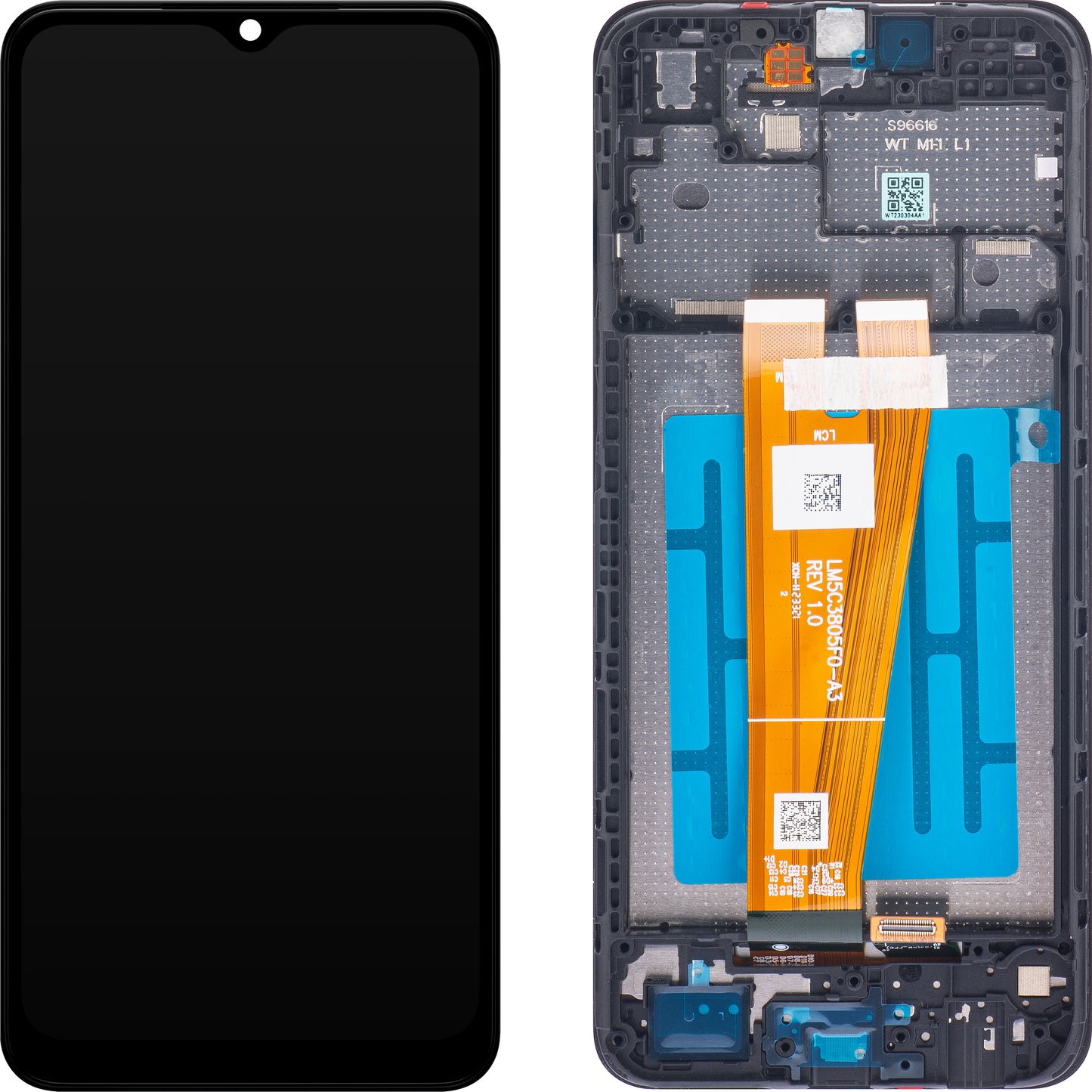 Samsung Galaxy Galaxy A04 A045 berøringsskjerm med ramme, svart, servicepakke GH81-2272731A