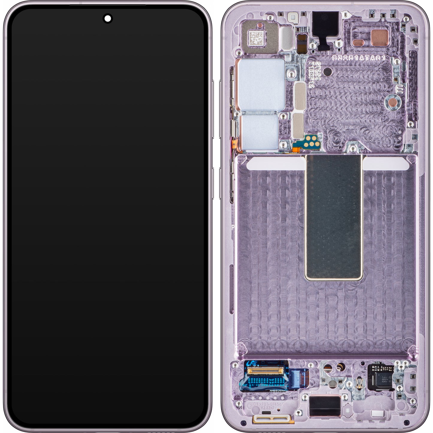 Samsung Galaxy S23 S911 berøringsskjerm med ramme, rosa (lavendel), servicepakke GH82-30480D