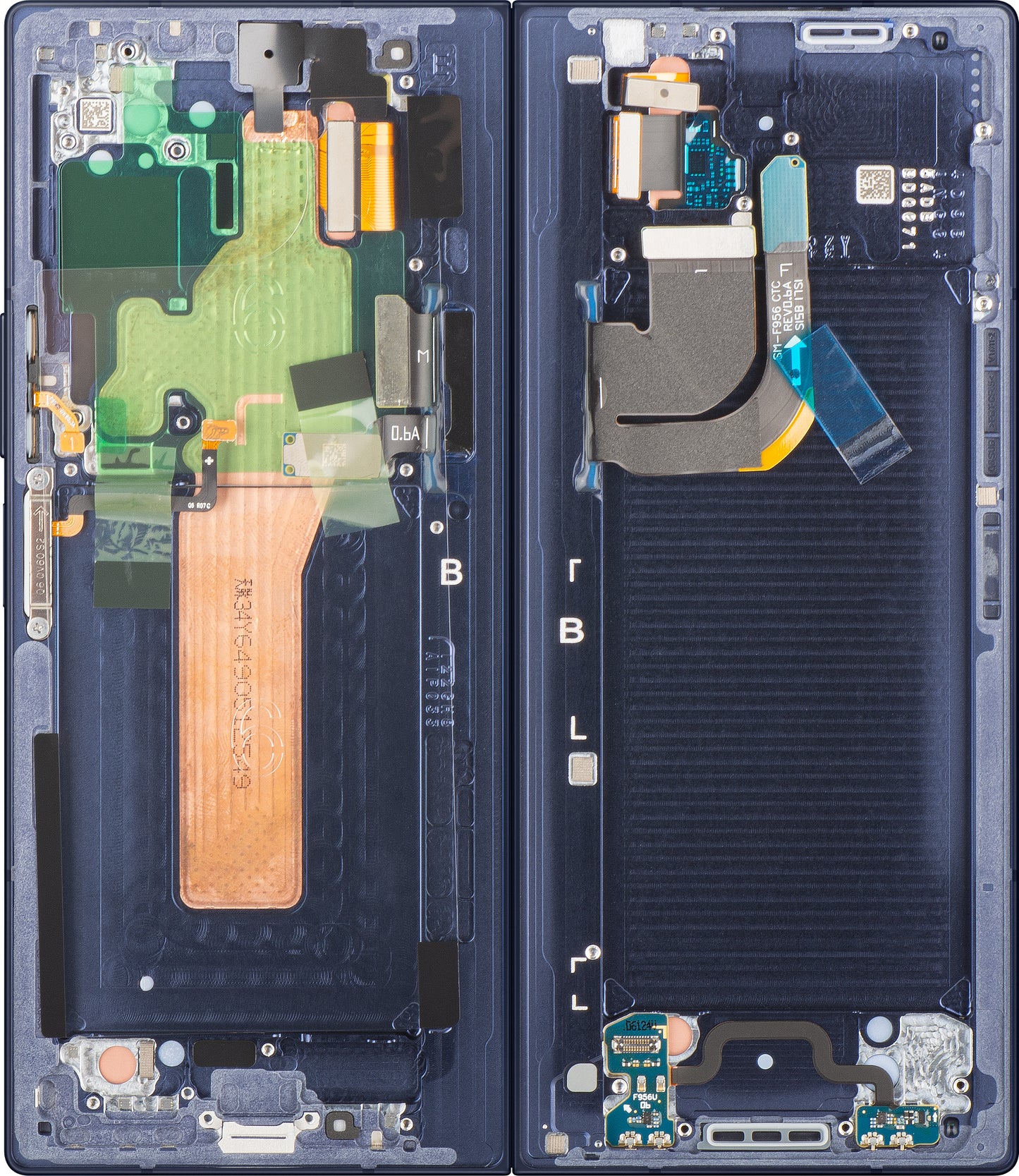 Samsung Galaxy Z Fold6 F956 berøringsskjermdisplay med ramme, under inner, marineblå (Navy), servicepakke GH82-35042C