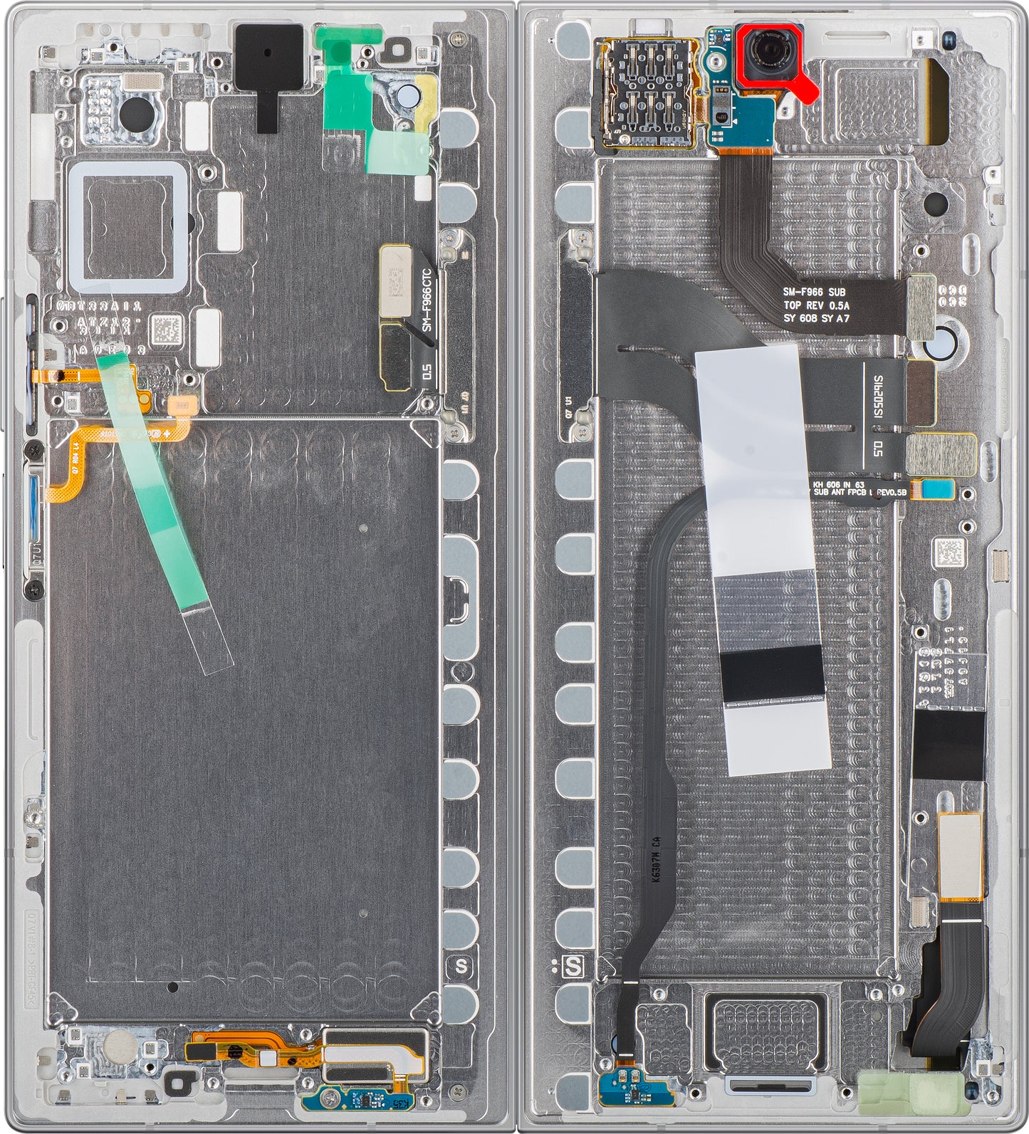 Samsung Galaxy Z Fold7 F966 berøringsskjermdisplay med ramme, under inner, sølv (Silver Shadow), servicepakke GH82-37548A