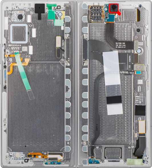 Samsung Galaxy Z Fold7 F966 berøringsskjermdisplay med ramme, under inner, sølv (Silver Shadow), servicepakke GH82-37548A