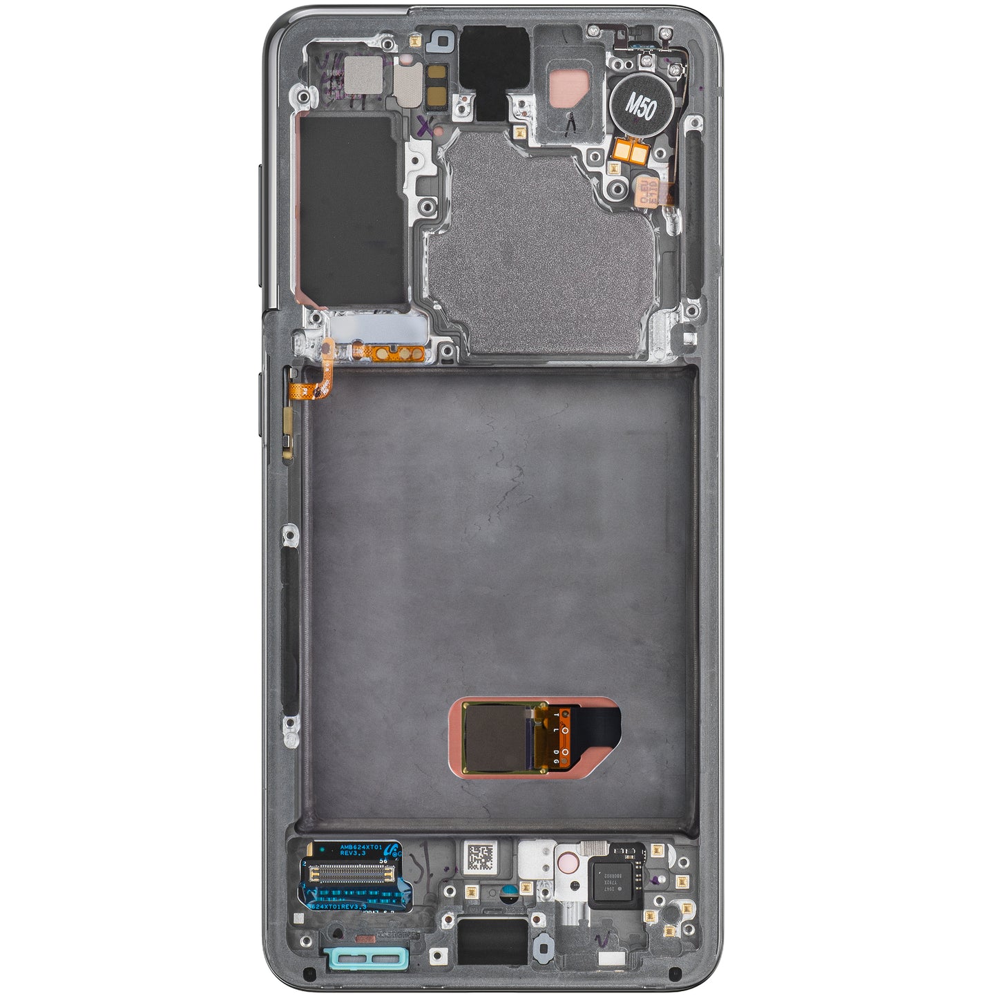 Berøringsskjerm Samsung Galaxy S21 5G G991, med ramme, grå, servicepakke GH82-27256A