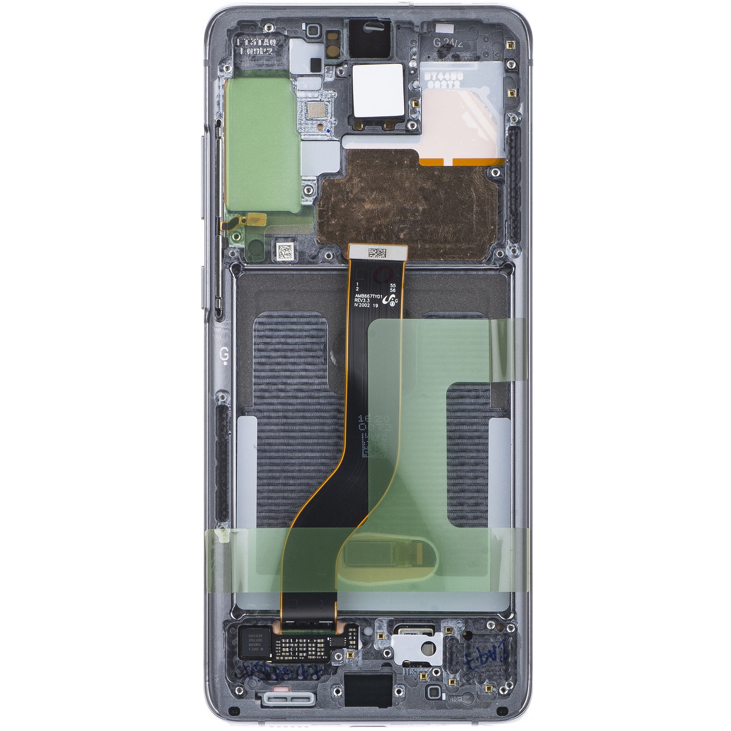 Berøringsskjerm Samsung Galaxy Galaxy S20 5G G981 / S20 G980, med ramme, svart (kosmisk grå), Servicepakke GH82-31432A, Servicepakke GH82-31432A
