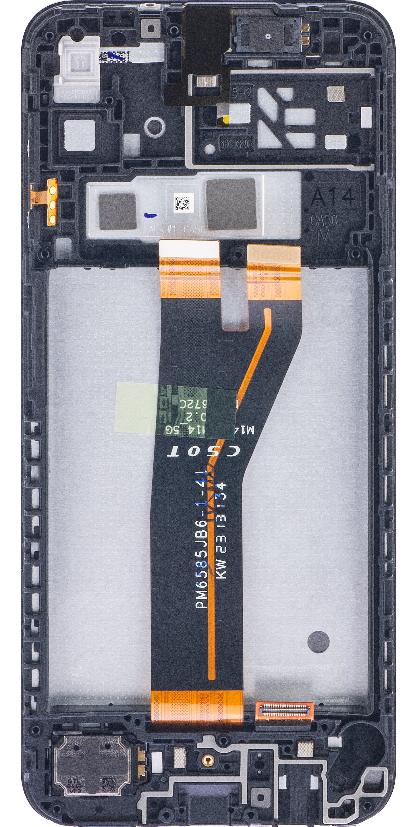 Berøringsskjerm Samsung Galaxy A14 A145, med ramme, ikke-europeisk versjon, svart, servicepakke GH82-3111185A