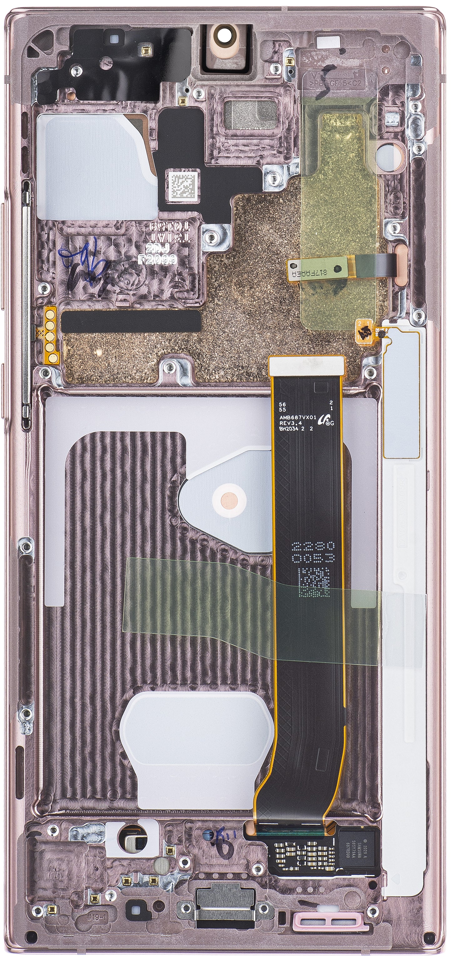Berøringsskjerm Samsung Galaxy Note 20 Ultra 5G N986 / Note 20 Ultra N985, med ramme, Mystic Bronze, Service Pack GH82-3145453D