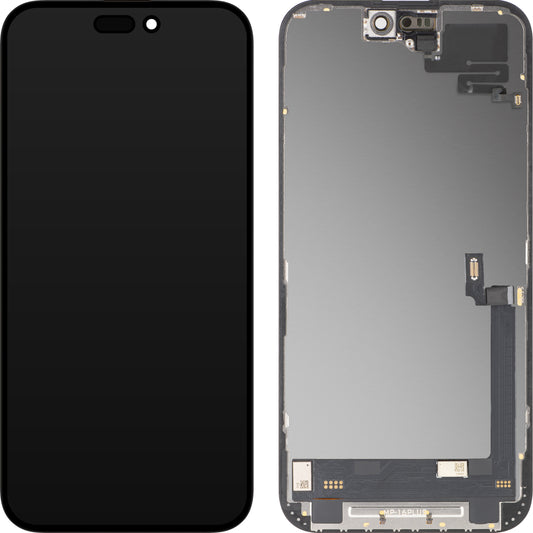 Berøringsskjermdisplay med lysnærhetssensor MP kompatibel med Apple iPhone 16 Plus, med ramme, OLED FHD diagnostisk programvareversjon, svart