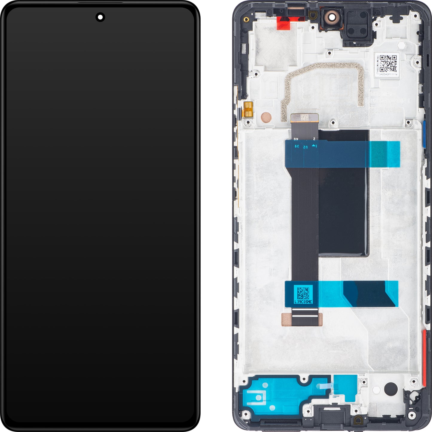 Berøringsskjerm Xiaomi Redmi Note 12 Pro 5G, med ramme, svart (midnattssvart), Servicepakke 5600010M1600