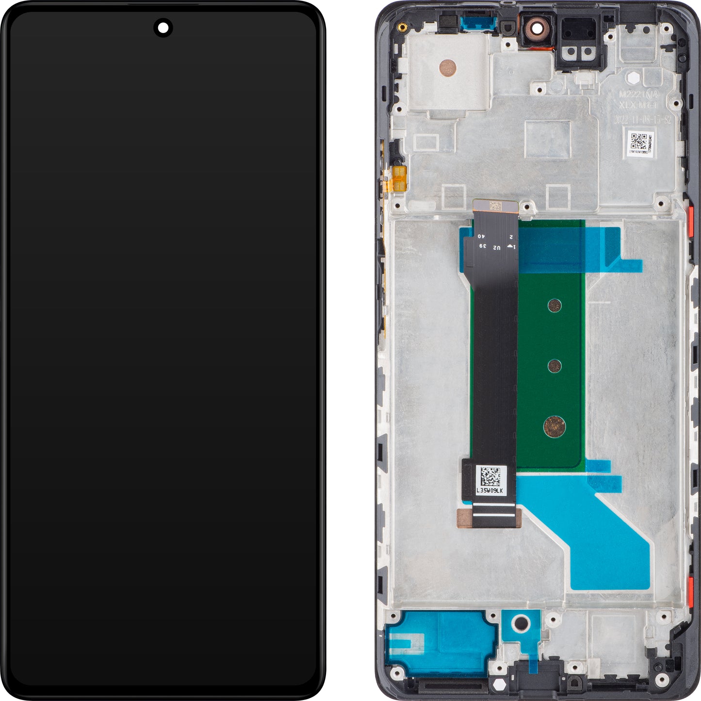 Display med Touchscreen Xiaomi Redmi Note 12 Pro+, med Ramme, Svart (Obsidian Black), Service Pack 560001M16U00