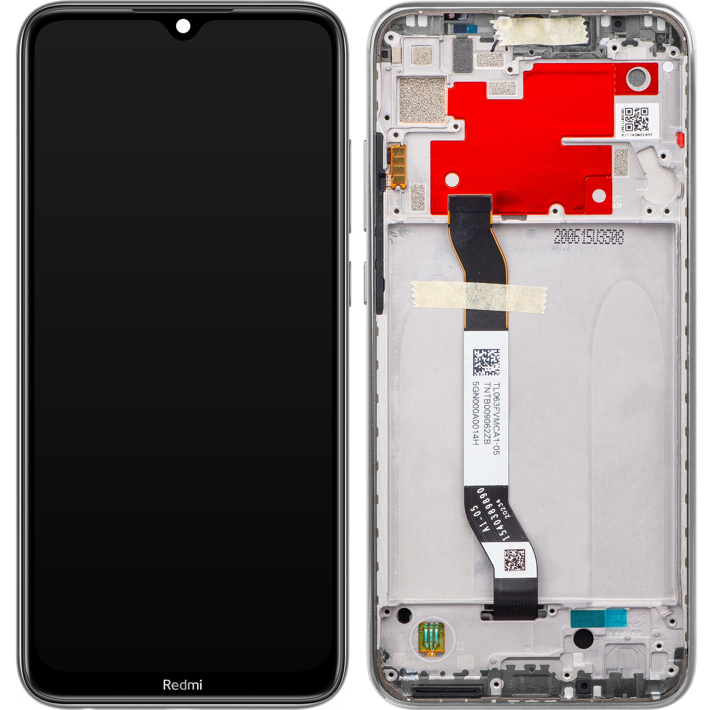 Xiaomi Redmi Note 8T berøringsskjerm, med ramme, sølv (måneskinnhvit), servicepakke 560002020C3X00