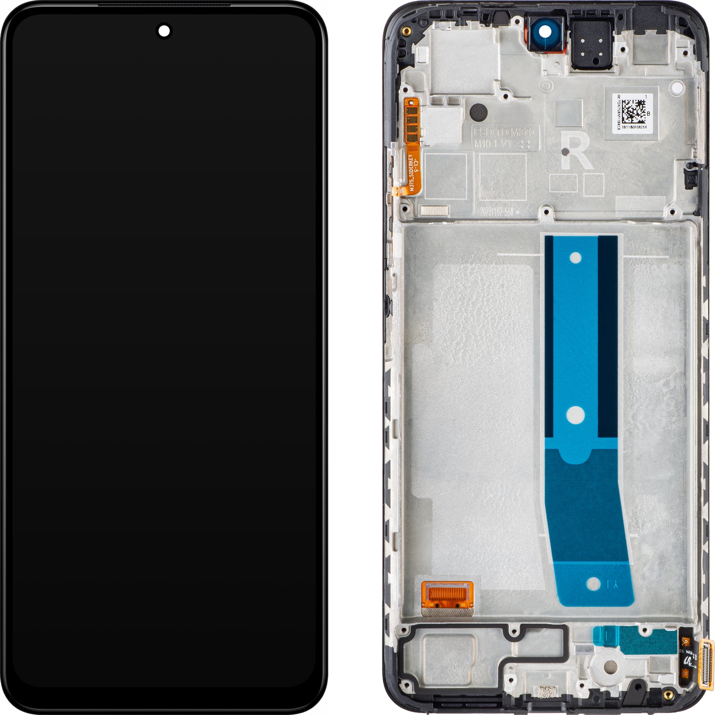 Berøringsskjerm Xiaomi Redmi Note 12S, med ramme, Svart (Black Onyx), Servicepakke 560001K7SR00