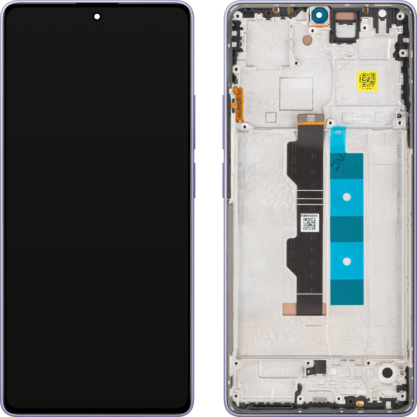 Display med Touchscreen Xiaomi Redmi Note 14S, med ramme, Lilla (Aurora Purple), Service Pack 56000200N6R00