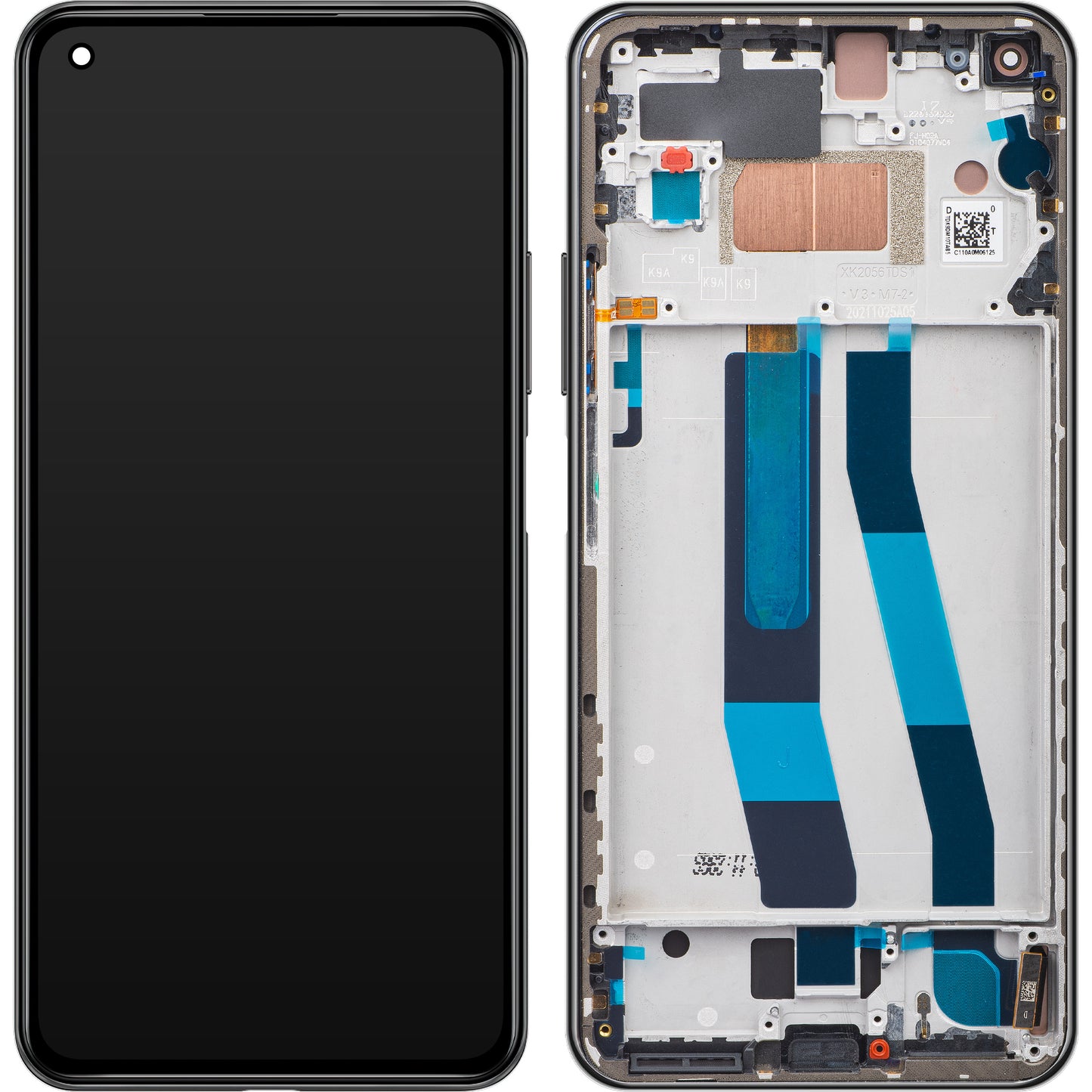 Xiaomi 11 Lite 5G NE berøringsskjermdisplay med ramme, svart (Truffle Black), Swap 5600030K9D00
