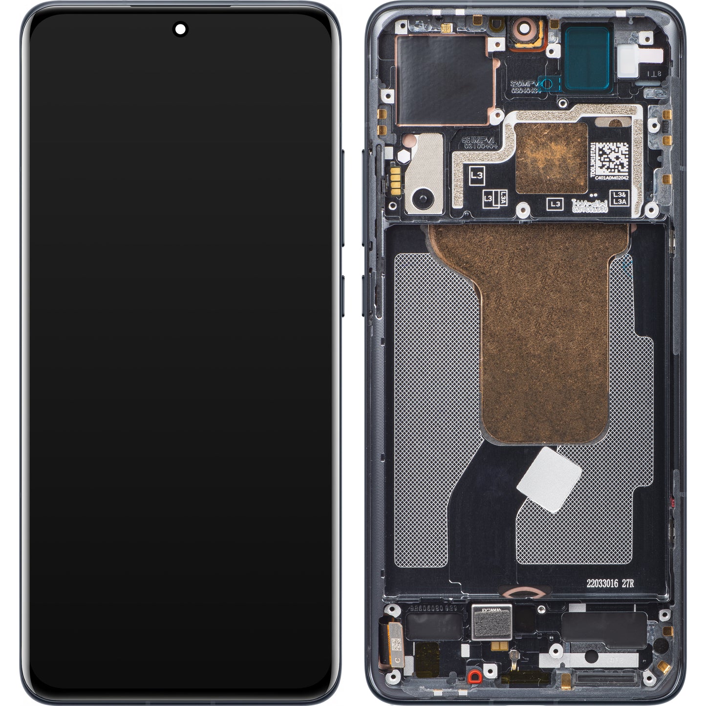 Berøringsskjerm Xiaomi 12S / 12X / 12, med ramme, svart, servicepakke 56000300300L300