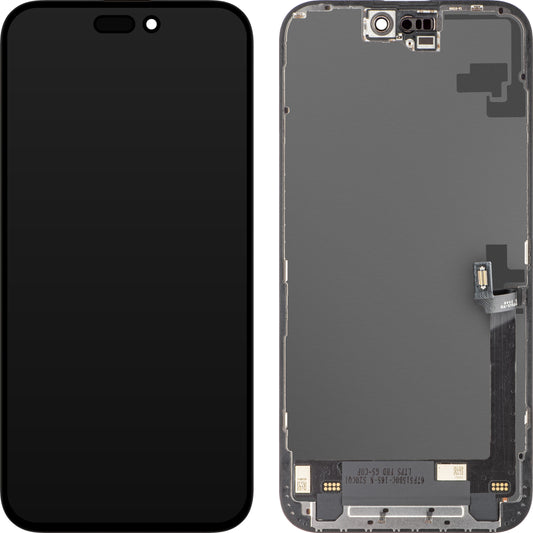 Display med ZY Touchscreen for Apple iPhone 16 Plus, med ramme, In-Cell LCD-versjon, Svart