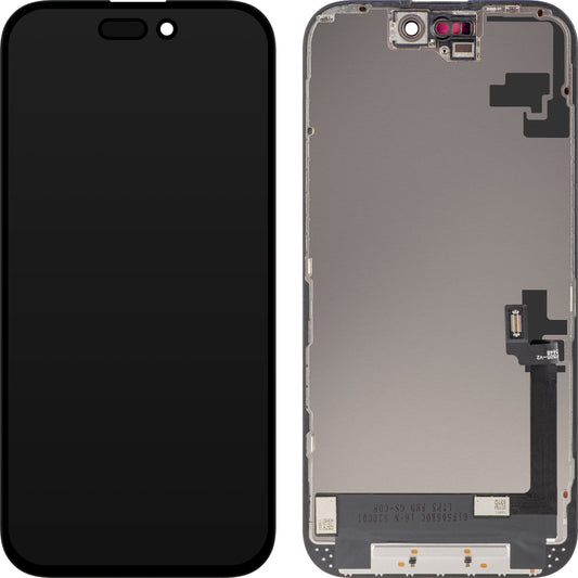 Display med ZY Touchscreen for Apple iPhone 16, med ramme, In-Cell LCD-versjon, Svart