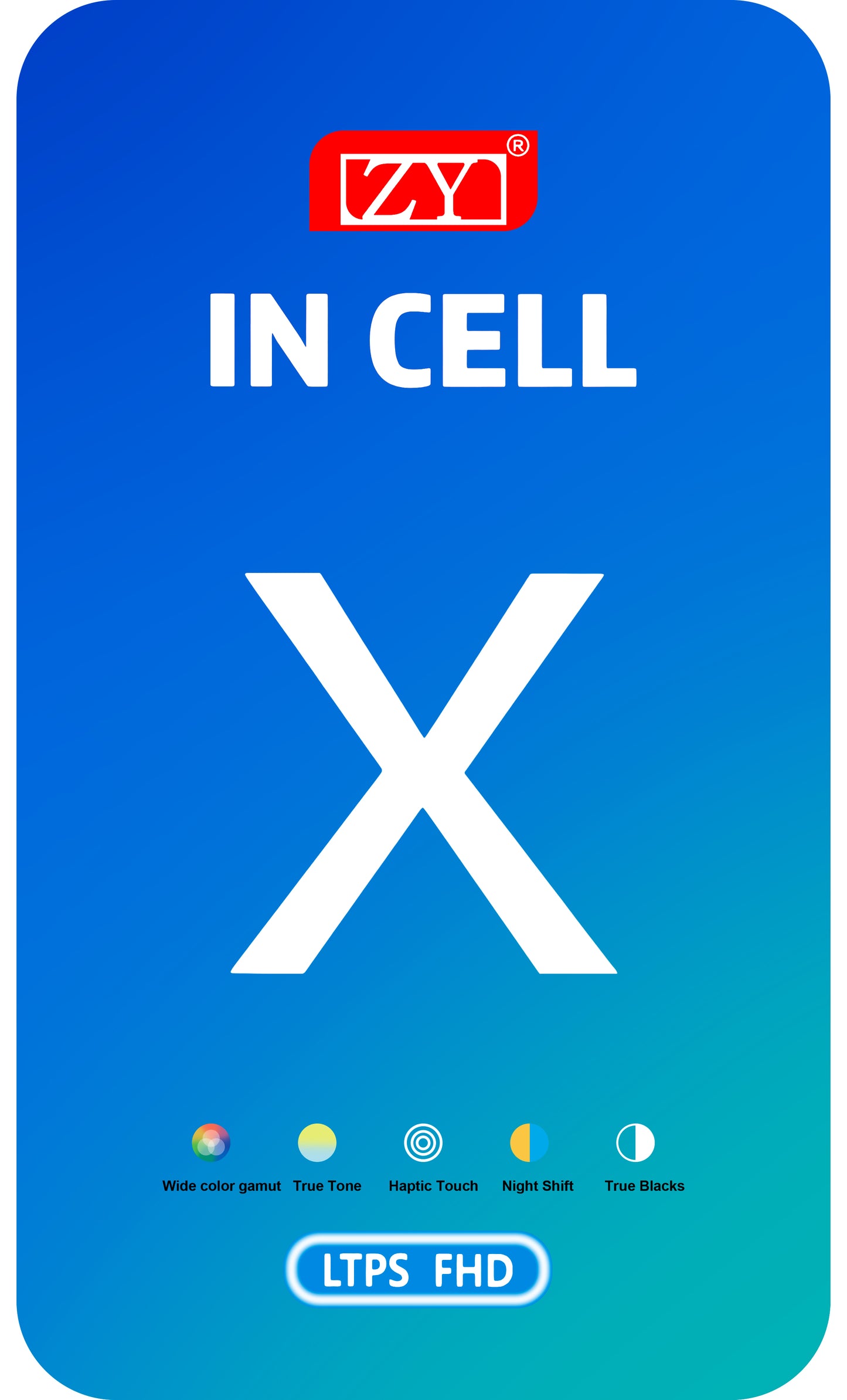 ZY berøringsskjerm for Apple iPhone X, med ramme, In-Cell LCD-versjon, svart