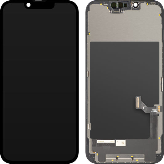 ZY berøringsskjermdisplay for Apple iPhone 17e / 16e, med ramme, LCD In-Cell IC flyttbar versjon, svart