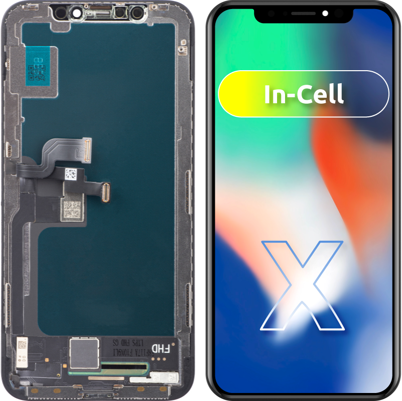 ZY berøringsskjerm for Apple iPhone X, med ramme, In-Cell LCD-versjon, svart