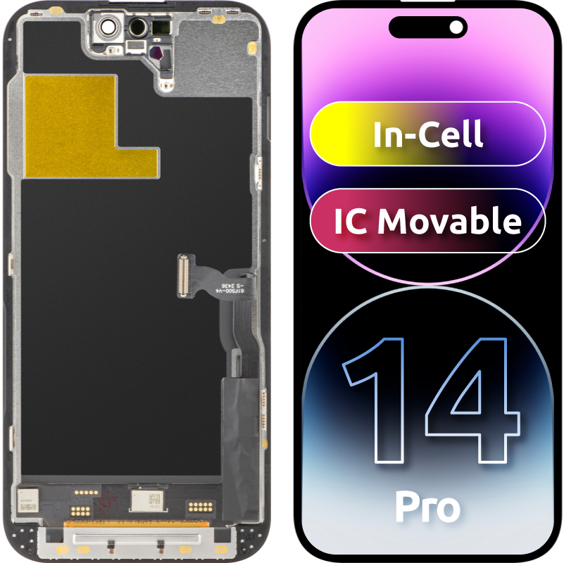 ZY berøringsskjerm for Apple iPhone 14 Pro, med ramme, In-Cell IC Movable LCD-versjon, svart