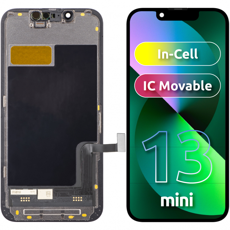 ZY berøringsskjerm for Apple iPhone 13 mini, med ramme, In-Cell IC Movable LCD-versjon, svart