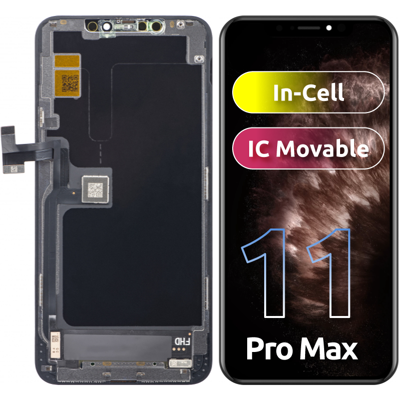 ZY berøringsskjerm for Apple iPhone 11 Pro Max, med ramme, In-Cell IC Movable LCD-versjon, svart