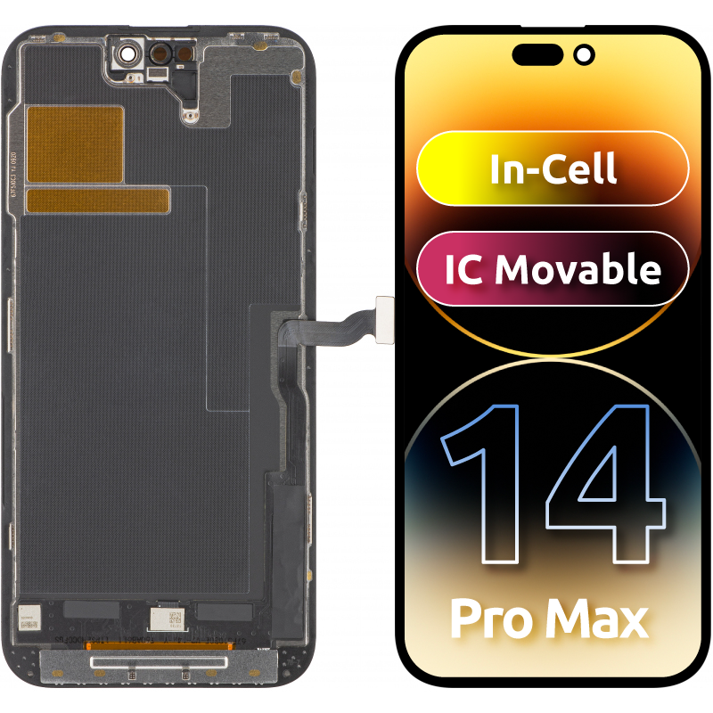 ZY berøringsskjermdisplay for Apple iPhone 14 Pro Max, med ramme, LCD In-Cell IC flyttbar versjon, svart