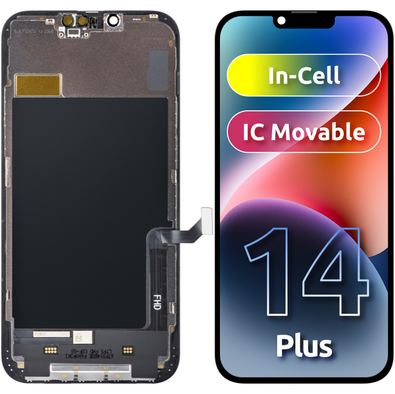 ZY berøringsskjerm for Apple iPhone 14 Plus, med ramme, In-Cell IC Movable LCD-versjon, svart