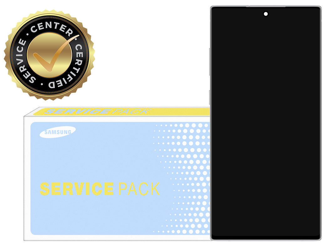 Berøringsskjerm Samsung Galaxy Note 10+ 5G N976 / Note 10+ N975, med ramme, hvit, servicepakke GH82-20838B